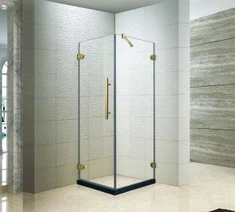 फ्रैमलेस स्क्वायर टेम्पेड टेम्पर्ड ग्लास शावर संलग्नक, पीतल हार्डवेयर, 36x 36 इंच (KK3310)
